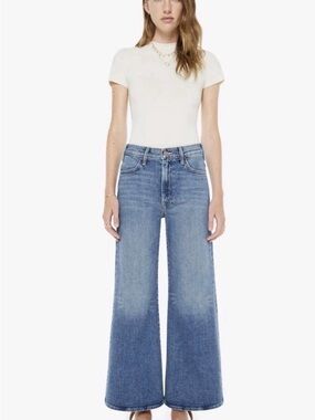 NWOT MOTHER The Hustler Roller Ankle Jeans Slip and Fall Size 28 Wide Leg denim